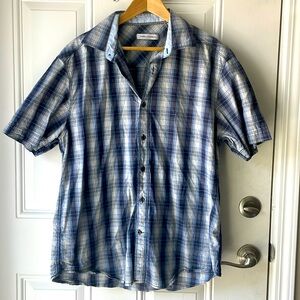 Men’s Blue Plaid Botton Down Shirt
